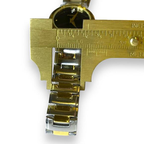 Vintage Fossil Watch Womens Arkitekt Stainless Steel Black Dial Rhinestone WORKS - Picture 9 of 11